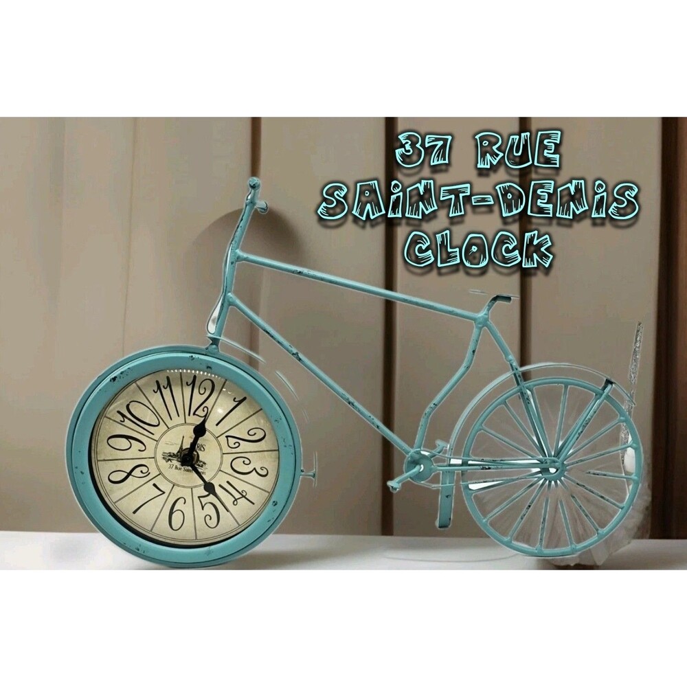 37 Rue Saint-Denis Clock. Bicycle Cobalt Blue. Cleaned, Tested, Working.